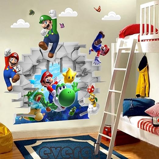 3d View Super Mario Games Art Kids Room Decor Wall Sticker Decals Mural Ws Sticker Wall Decal