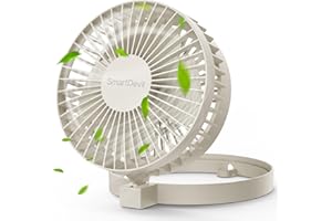 SMARTDEVIL USB Desk Fan, 2 Speeds Small Personal Desk Fan, 90° Rotate Portable Foldable Mini Desktop Table Fan, Strong Wind, Quiet Operation, for Home Office Car Outdoor Travel (Light Gray)