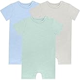 GUISBY Baby Short Sleeve Bodysuit Snap Crotch Closure Cotton Pajamas for Baby 3-Packs