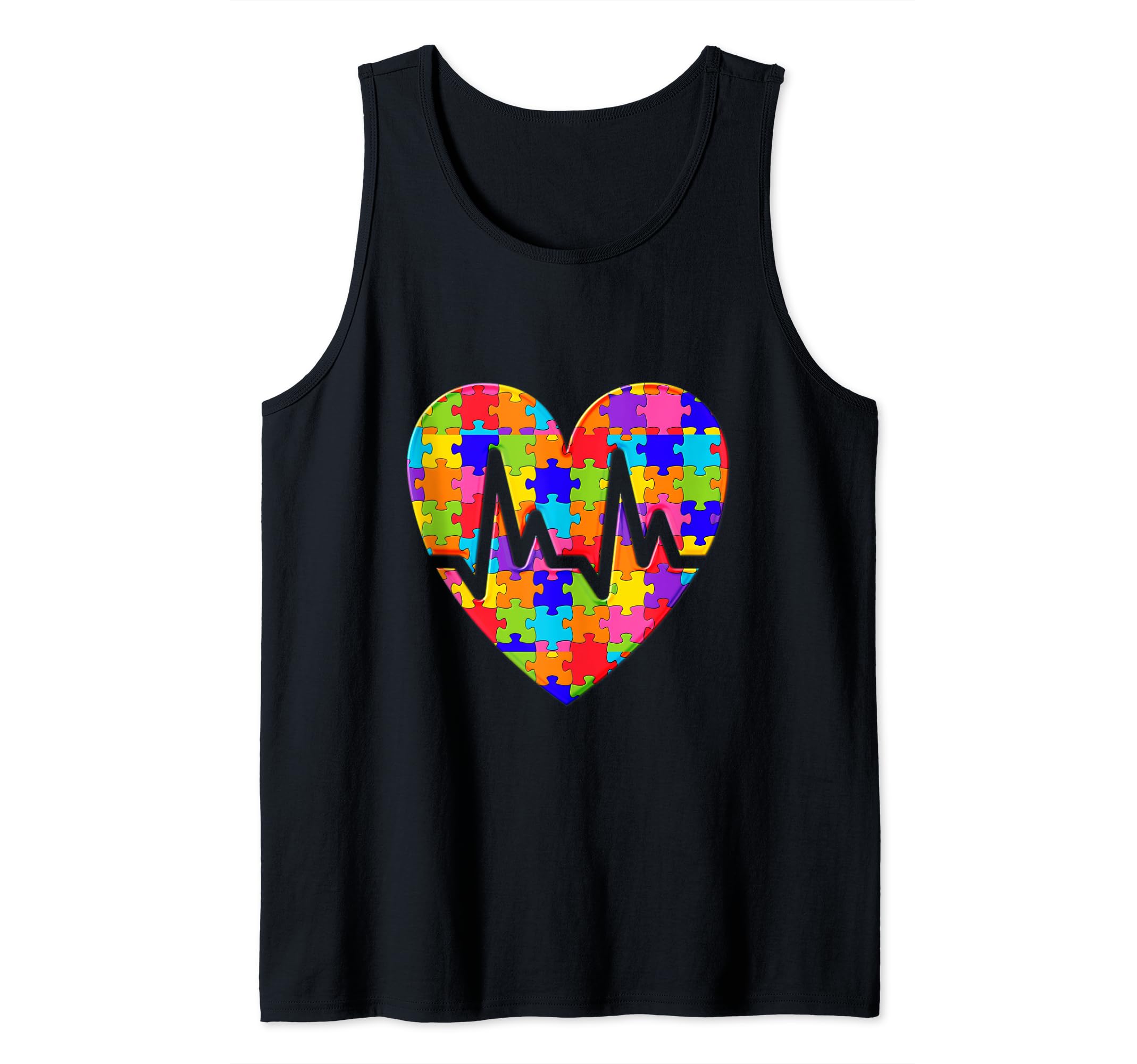 Cardiology Heart cardiac heartbeat Jigsaw Autism Puzzle Tank Top