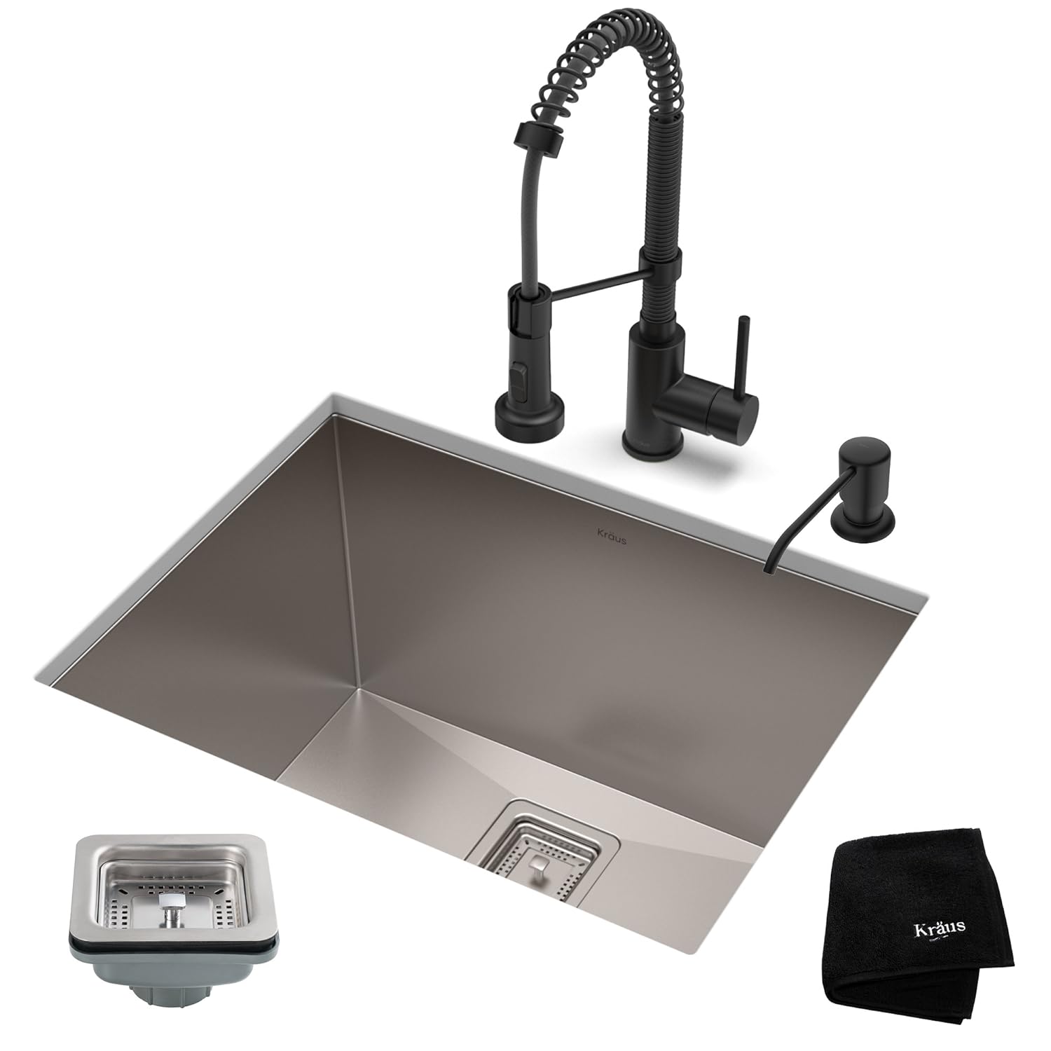 Best Kraus 16 Gauge Handmade Undermount Single Bowl Stainless Steel Kitchen Sink