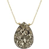 NJCRAFT Pear Natural Cabochon Necklace for Women | Handmade Gemstone Pendant | Wire Wrapped Love Crystal Jewelry | 8–14 mm Stone | Chain 16+2 Inch Adjustable