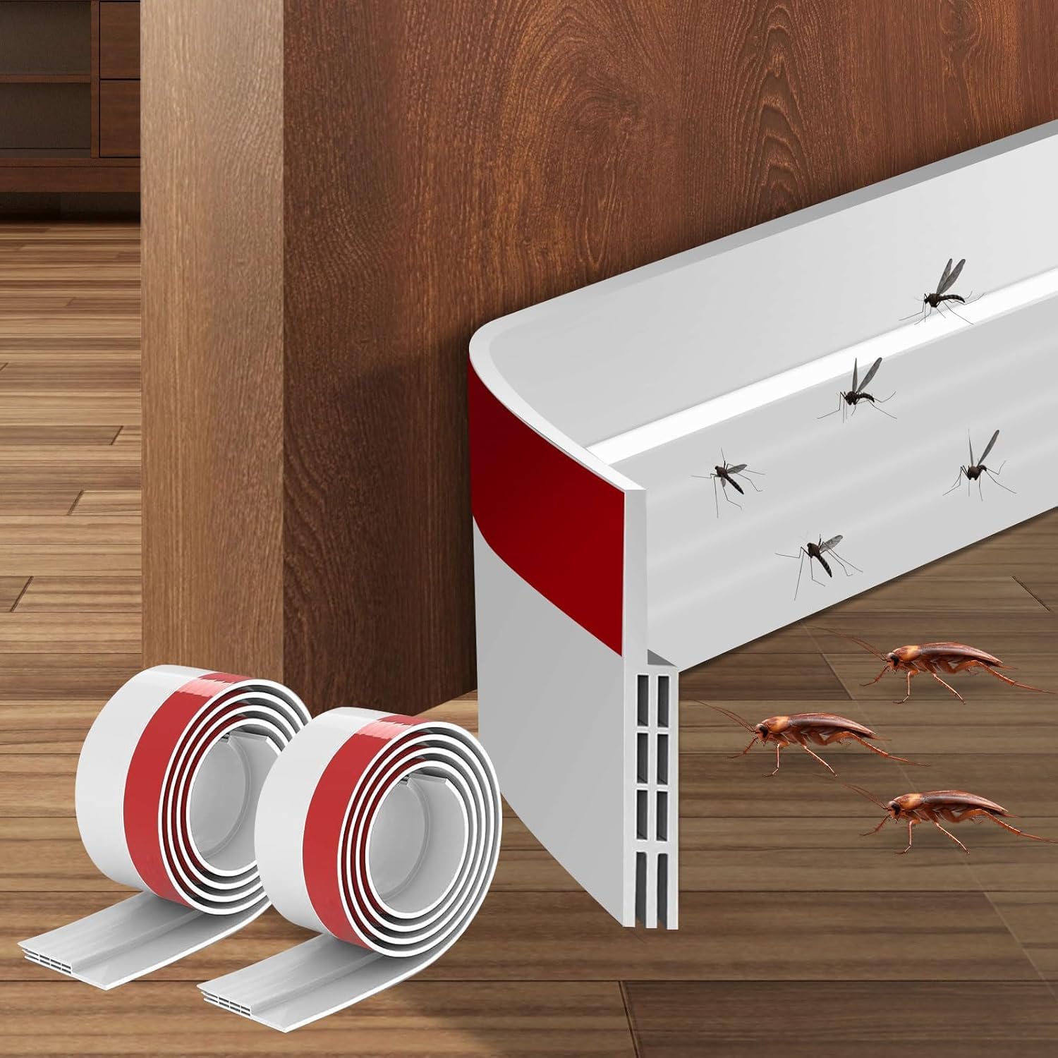 2 Pcs Draft Excluder, Draught Excluder for Doors, Strip Seal for Energy Saving, Quick and Easy Installation - Draught Excluder for Bottom of Door, Ideal for Keeping Out Cold 2" W x 39" L White — image 1