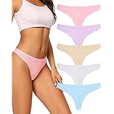 voenxe Seamless Women Underwear Thongs,No Show Ladies Thong,No Line Workout Breathable Comfortable Panties,Soft Undies,5-Pack