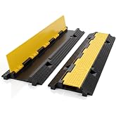 Pyle Durable 40&rdquo; Cable Protector Ramp - Supports 33,000lbs, Three-Channel Heavy Duty Cord Cover with Interlocking System &amp; Flip-Open Lid for Safe Concealment of Cords, Hoses &amp; Wires Indoors/Outdoors