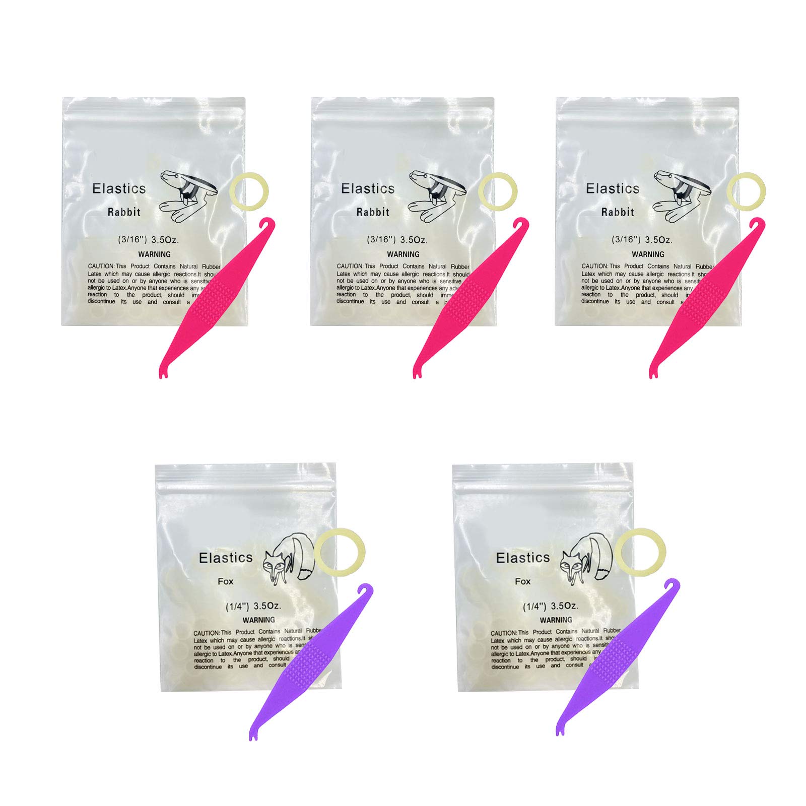 3/16 and 1/4 Inch Orthodontic Elastic Rubber Bands, 500 Pack Medium 3.5 Ounce Rubberbands Dreadlocks Hair Braids Fix Tooth Gap, 5 Pack Elastic Placer for Braces