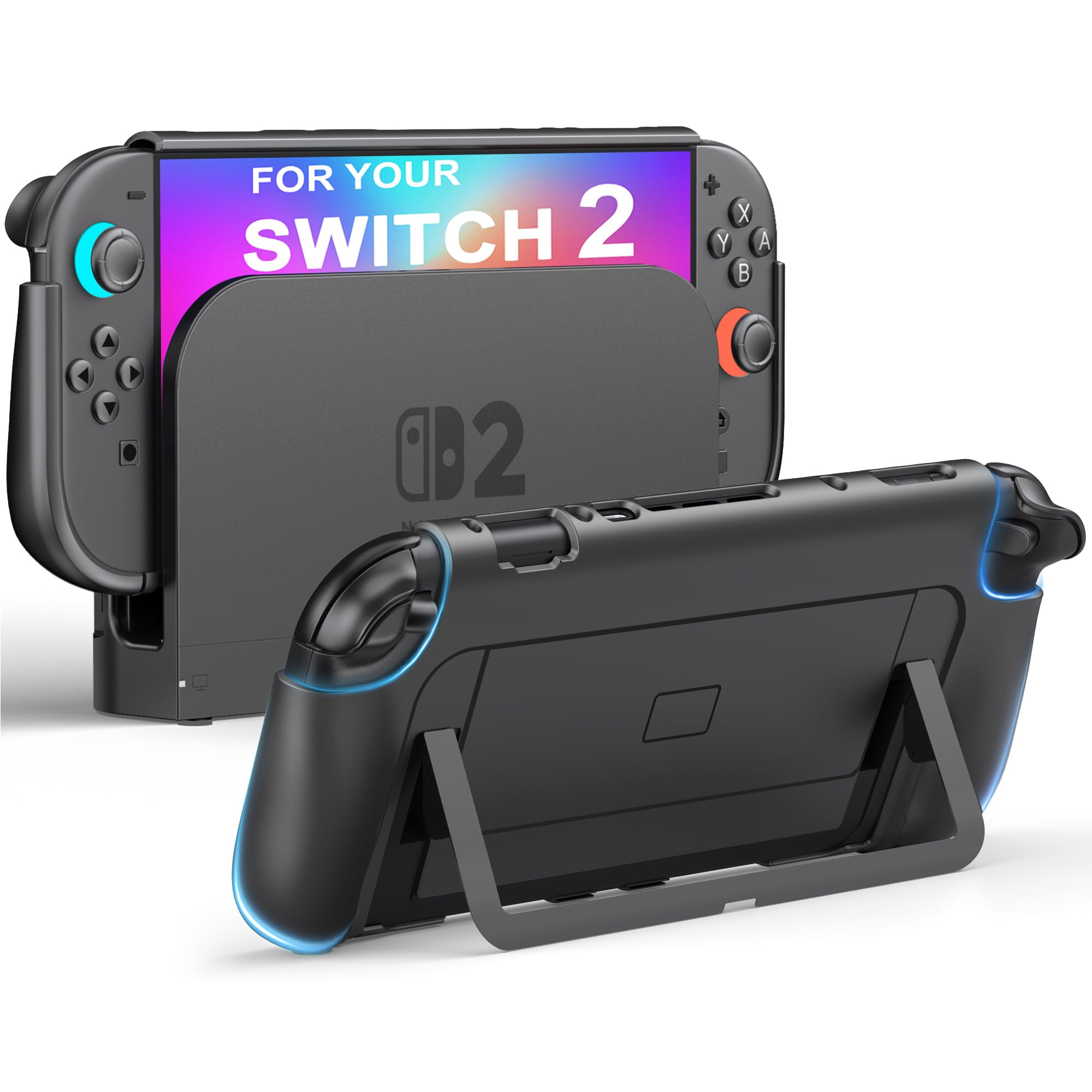 Dockable Protective Case for Nintendo Switch 2 2025, Ergonomic Grip with Kickstand, Quick-Release Joy-Con Design, Cooling Vents, Portable for Travel - Fits Original Dock, Lightweight & Scratchproof