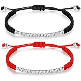 JAYUMO 2 Pcs Matching Couples Bracelets for Men Women Red Black Mix Infinity Love Lucky Bracelet Tibetan Lucky Amulet Knot Bracelet Woven Thread String for Friend and Peace and Protection