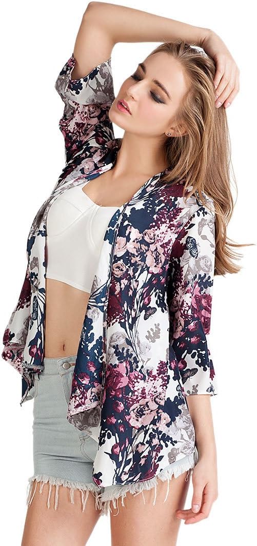 Choies Women's Vintage Retro Floral Kimono Coat Party Casual Kimono Blouse L