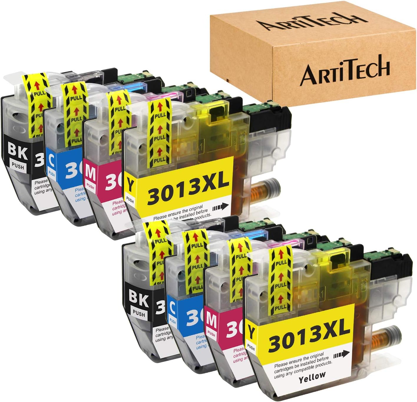 Compatible for Brother LC3013 LC3011 Ink Cartridges LC-3013 (2 Black, 2 Cyan, 2 Magenta, 2 Yellow) Works with Brother MFC-J491DW MFC-J497DW MFC-J690DW MFC-J895DW Printers