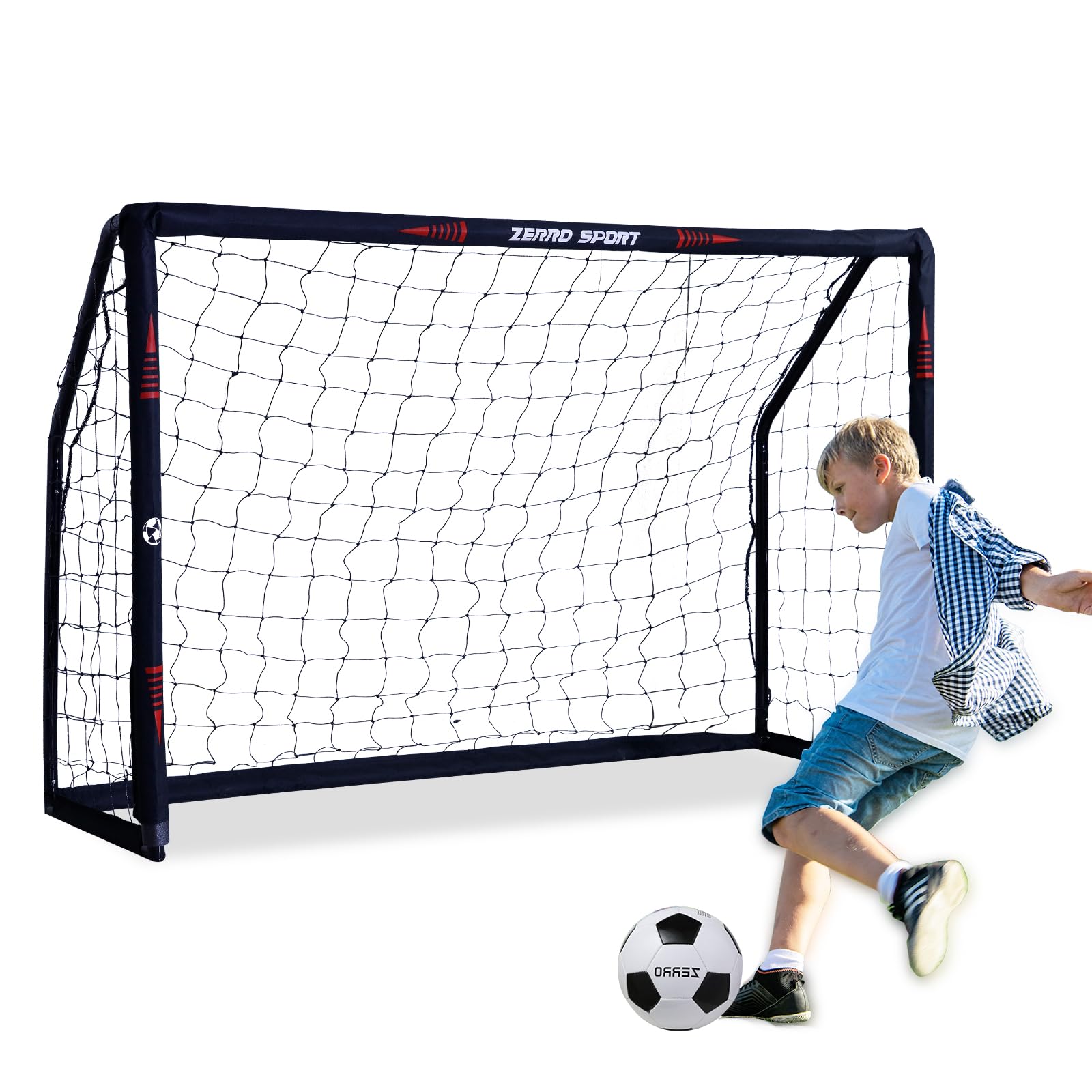 ZERRO Fussballtor mit Torwand 180cm Fußballtor, für Erwachsene Kinder zum Spielen Trainieren im Garten 180x60x120cm 2