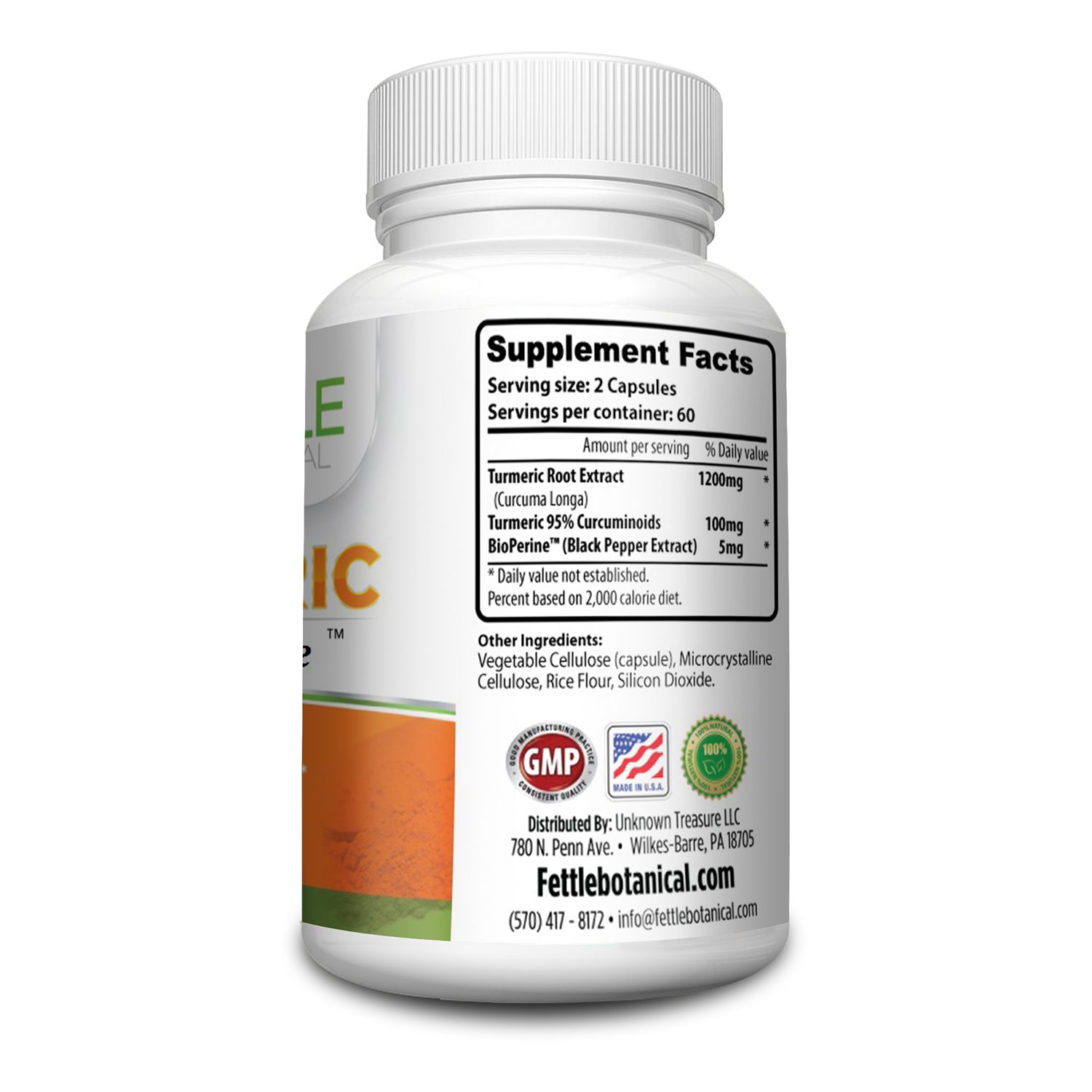 Tumeric Curcumin with Bioperine 1300mg Daily Dose 120 Caps Black Pepper