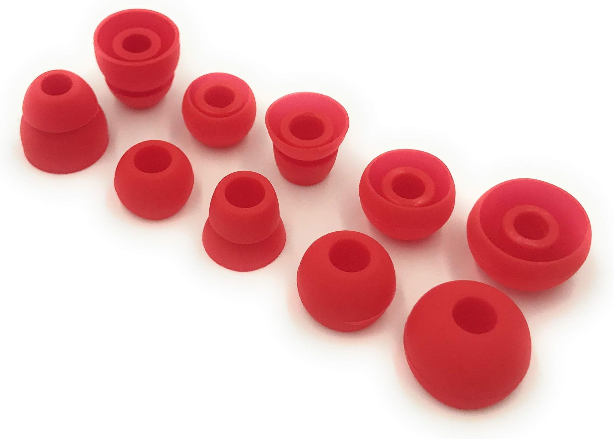 Red Replacement Earbud Tips for Beats Powerbeats3 Wireless in Ear Headphones - Small, Medium, Large, Double Flange and Bi-Tip (Red)
