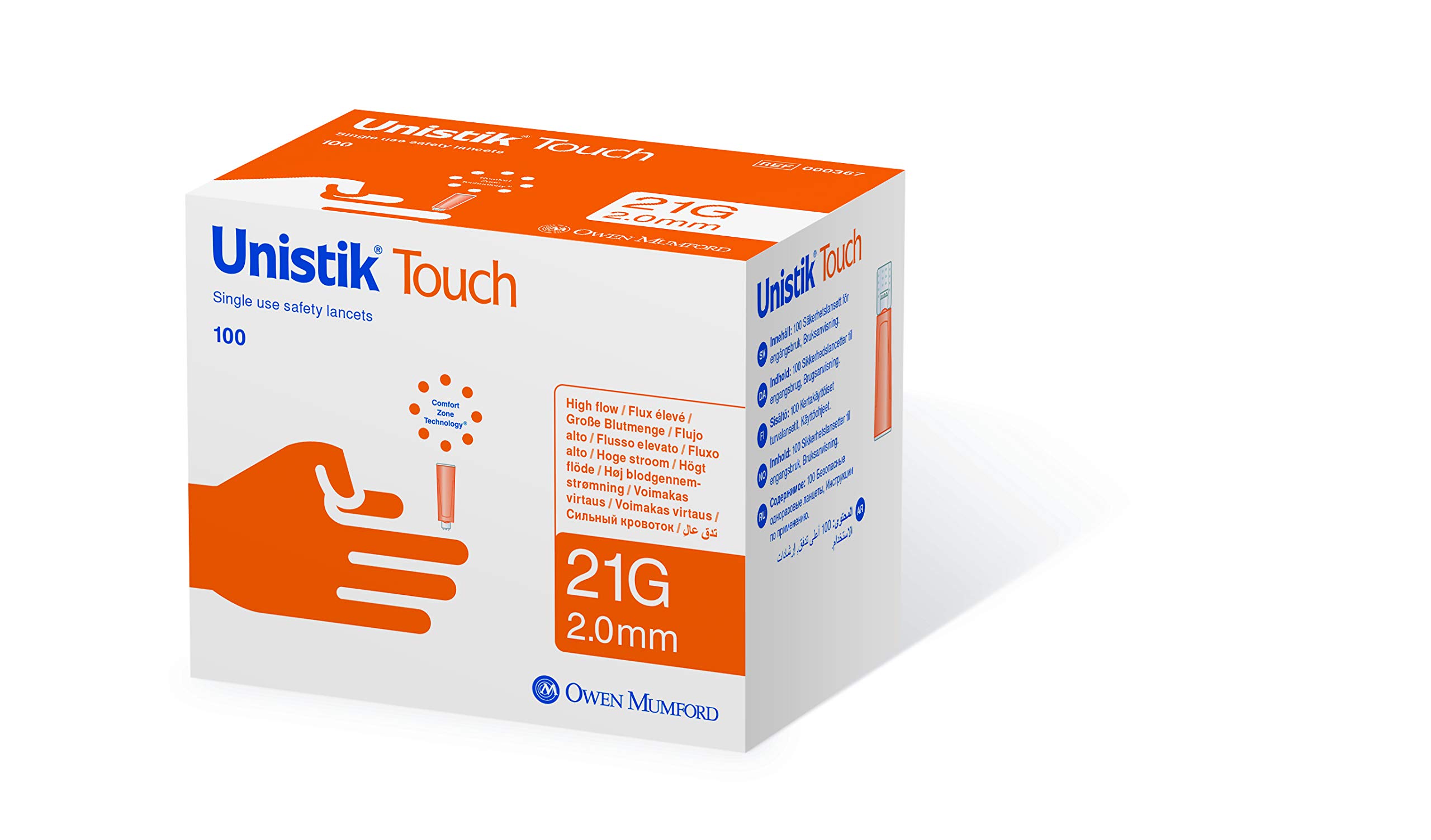 Unistik Touch 21G, 100 Lancets per Box