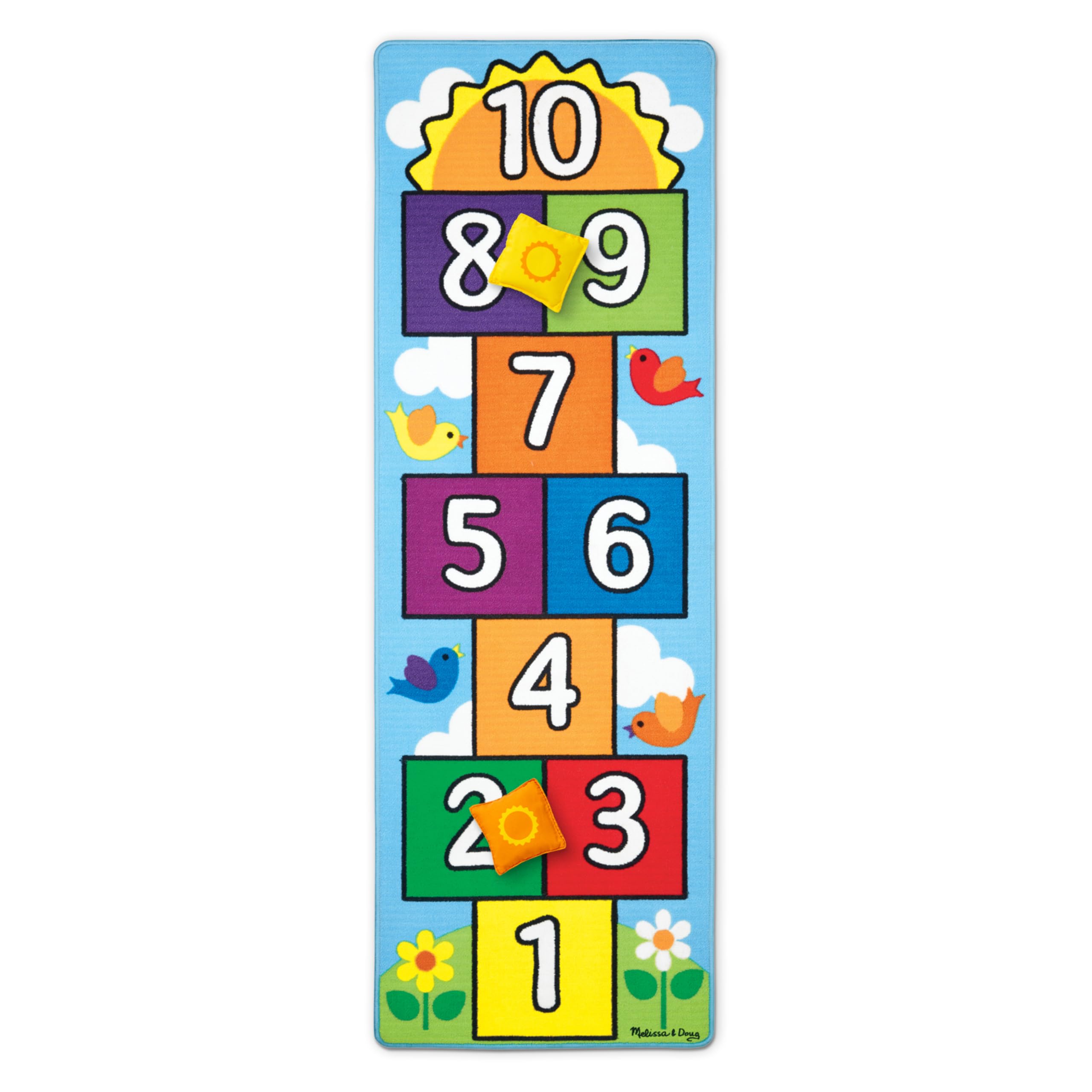 Melissa & Doug Hop & Count Hopscotch Rug | Playspaces & Decor | Activity Rugs | 3+ | Gift for Boy or Girl