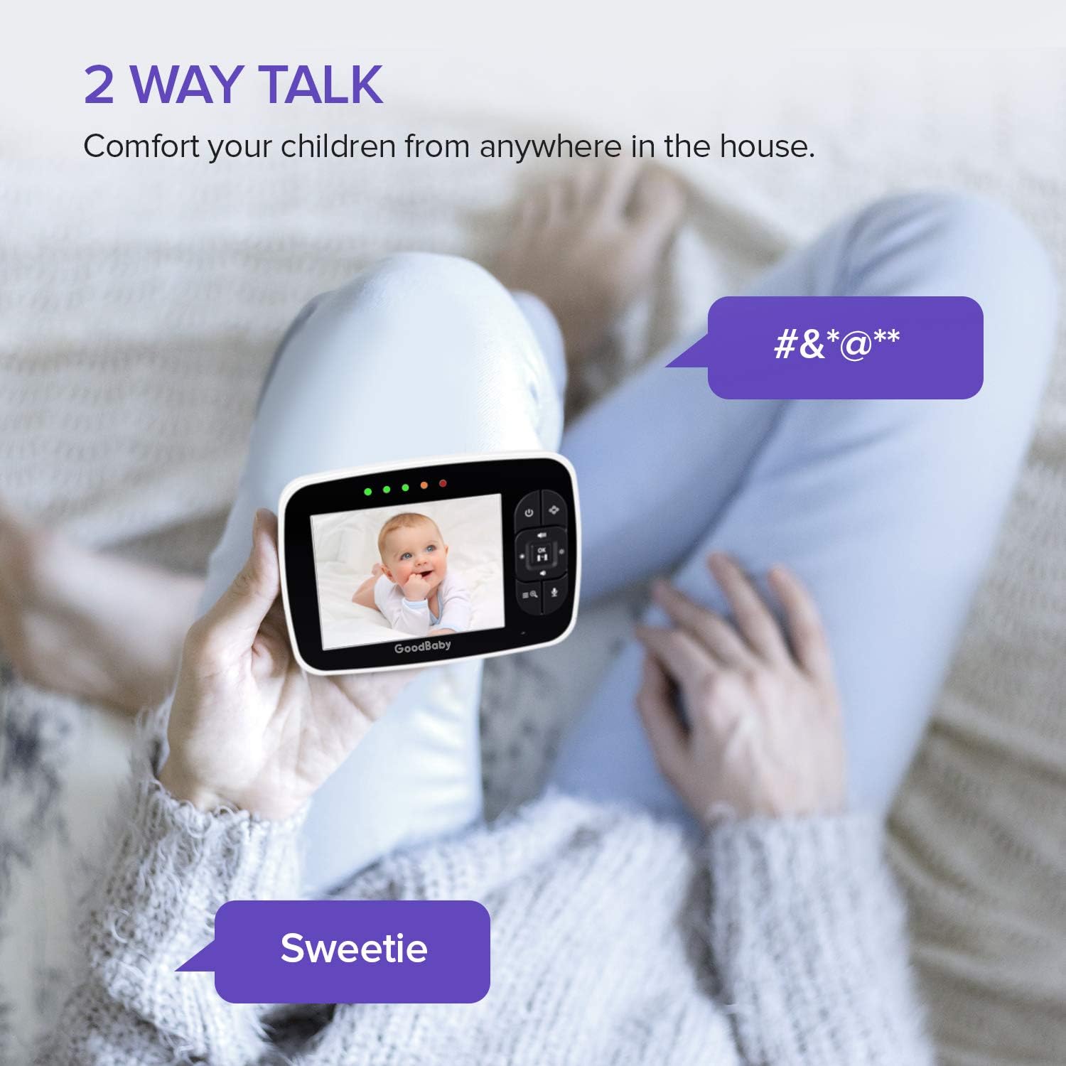 Baby Monitor with Remote Pan-Tilt-Zoom Camera|Keep Babies Safe with 3.5” Large Screen, Night Vision, Talk Back, Room Temperature, Lullabies, 960ft Range: Camera & Photo