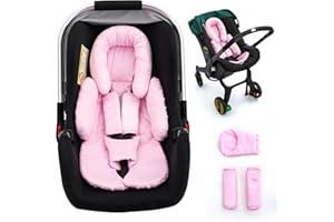 KASEEOUS Infant Car Seat Insert with 3 Shoulder & Crocth Covers, Thickened Carseat Head and Body Support for Infant, Reversible Baby Car Seat Cushion for Boys Girls, Soft Mink Dot Newborn Insert for Preemie