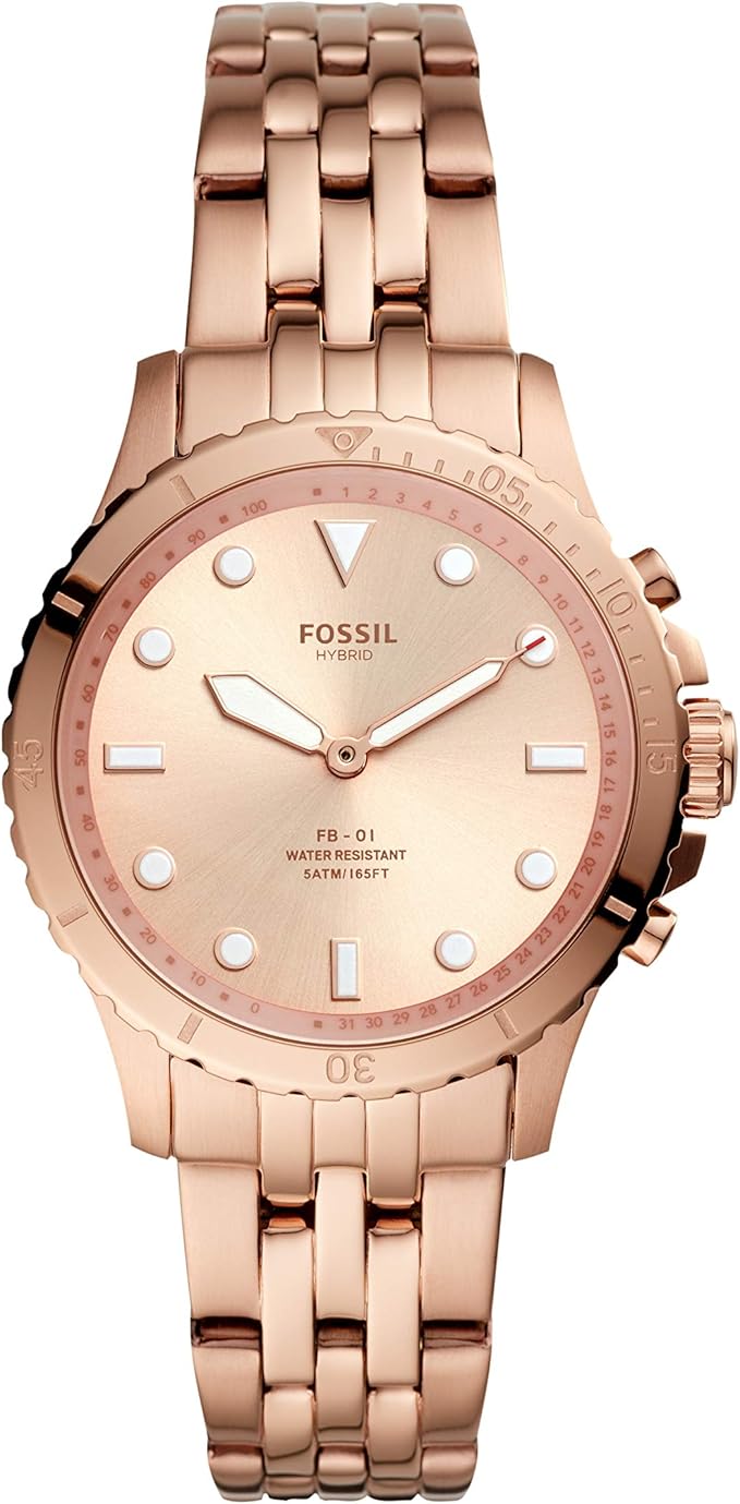 Fossil Smartwatch Híbrido para Mujer de Connected con Correa en Acero Inoxidable FTW5070