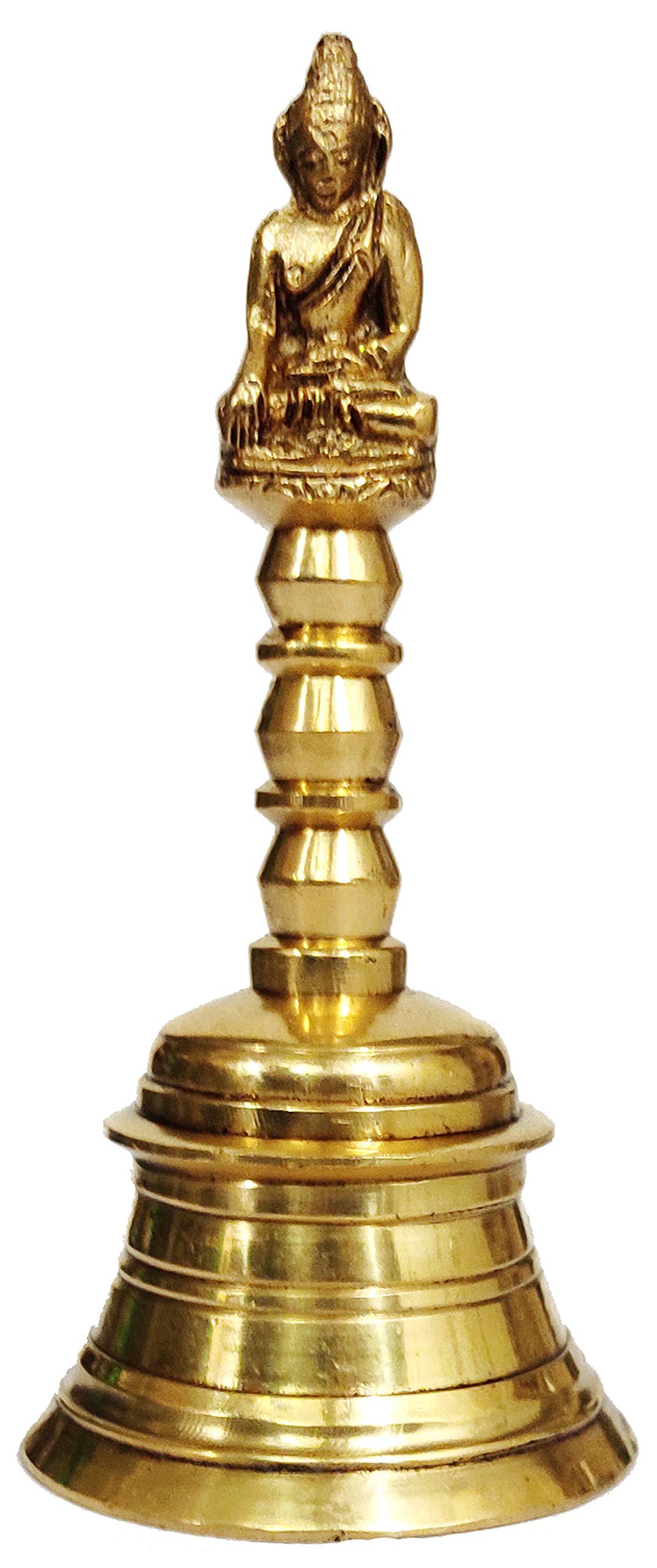 Purpledip Handheld Brass Bell: Lord Buddha (12047)