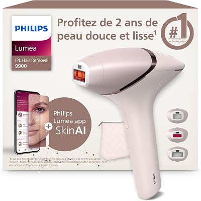 Lumea série 9900 - épilateur à lumière pulsée, alternative à l'épilation laser, SenseIQ et SkinAI, 3 embouts pour le corps, le visage et les zones de précision, avec ou sans fil, BRI953/02