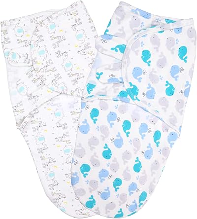Vicloon Baby Swaddling Bag Pack of 2 100% Organic Cotton 0-3 Months Blue