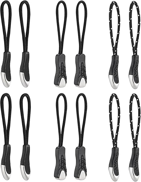 Hycc 12 Stuck Starke Nylonschnur Reissverschluss Zieht Mit Ergonomisch Gestalteten Gummi Rutsch Greifer Fur Rucksacke Jacken Gepack Schwarz Amazon De Kuche Haushalt