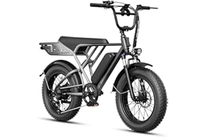 Jasion RetroVolt Electric Bike for Adults, 1500W/2000W Peak - 30/38MPH Electric Dirt Bike, 48V-52V, 13AH/20AH Battery, 65/90Miles Max Range Electric Motorcycle, 20'' X 4'' Fat Tire All-Terrain E-Bike