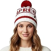 Funky Junque Après Ski Pom Pom Beanie for Women – Oversized Knit Winter Hat, Warm Cozy Womens Hats for Ski Trips & Snow Days