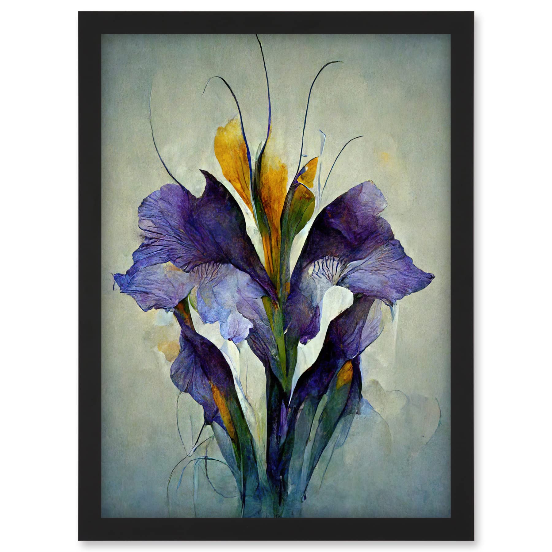 Doppelganger33 LTD Iris Bouquet Modern Watercolour Artwork Framed A3 Wall Art Print
