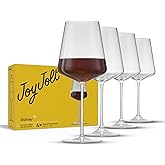 JoyJolt Sidney Burgundy Wine Glasses Set of 4 | 22.5 oz Stemmed Large Red Wine Glasses | Modern Home Bar Glass Set (Clear) | Premium Crystal Stemware Made in Europe