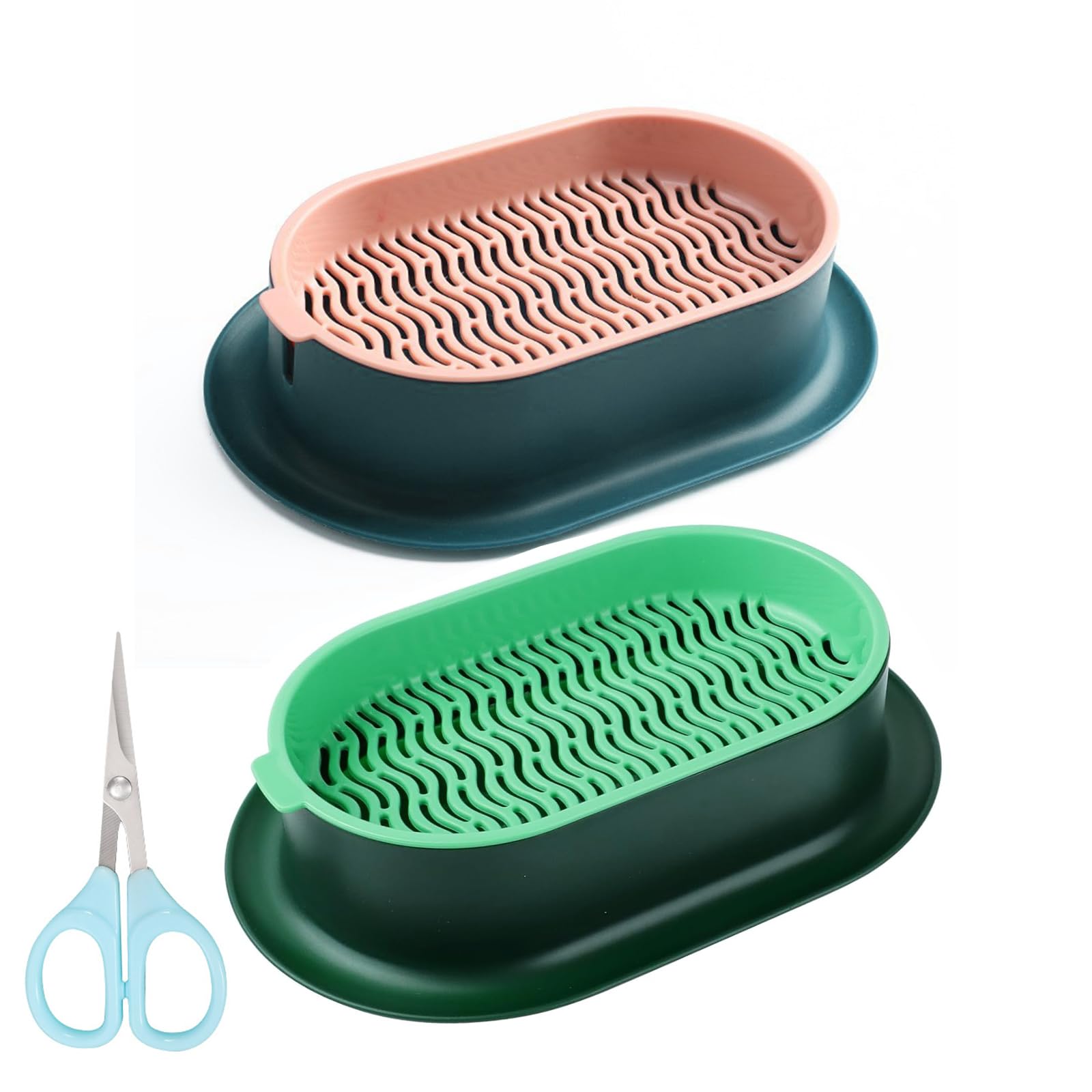 Shengxi 2Pcs Cat Grass Planter Tray, Plastic Hydroponic Cat Grass Seed Sprouting Trays Catnip Cat Grass Box with 1 Scissors Cat Grass Growing Kit or Cat Dogs