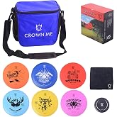 CROWN ME PDGA Approved Disc Golf Starter Set with Bag, 6-Piece Premium Flexible Plastic Flying Discs, Mini Marker, Towel, Heavy Duty Nylon Carry Bag