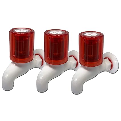 Impoda PVC Plastic Taps Heavy Turbo Red Crystal BIB Cock 1/2 Inch Thread Taps for Bathroom washbasin and Outdoor Set of