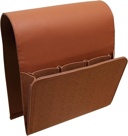 Amazon Com Dealinghealing Non Slip Sofa Couch Chair Recliner Armrest Organizer Armchair Caddy With 5 Pockets For Cell Phone Magazines Book Ipad Remote Control Holder Durable Felt Leather Light Brown Home