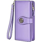 Travelambo Women's Wallet RFID Blocking Credit Card Holder Large Capacity Wristlet Leather Wallets Purse