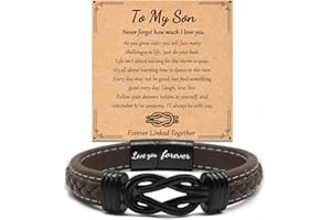 Kamwish Gifts for Grandson/Son/Brother/Nephew Bracelet, Inspirational Wristband Leather Birthday Gifts for Boys