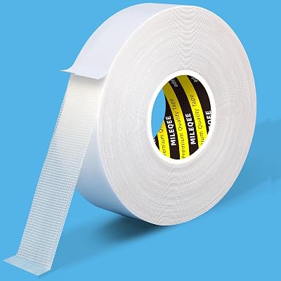 MILEQEE Double Sided Tape 15mm x 20m Mounting Tape White High Strength Fabric