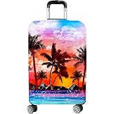 Lattlefnki Luggage Covers for Suitcase Elastic Suitcase Covers Luggage Protector Anti-scratch Fits 28-30 Inch Sunset Coconut Tree