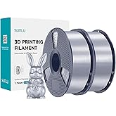 SUNLU 3D Printer Silk Filament,Shiny Silk PLA Filament 1.75mm, Smooth Silky Surface, Great Easy to Print for 3D Printers, Dimensional Accuracy +/- 0.02mm, Silk Silver 2KG