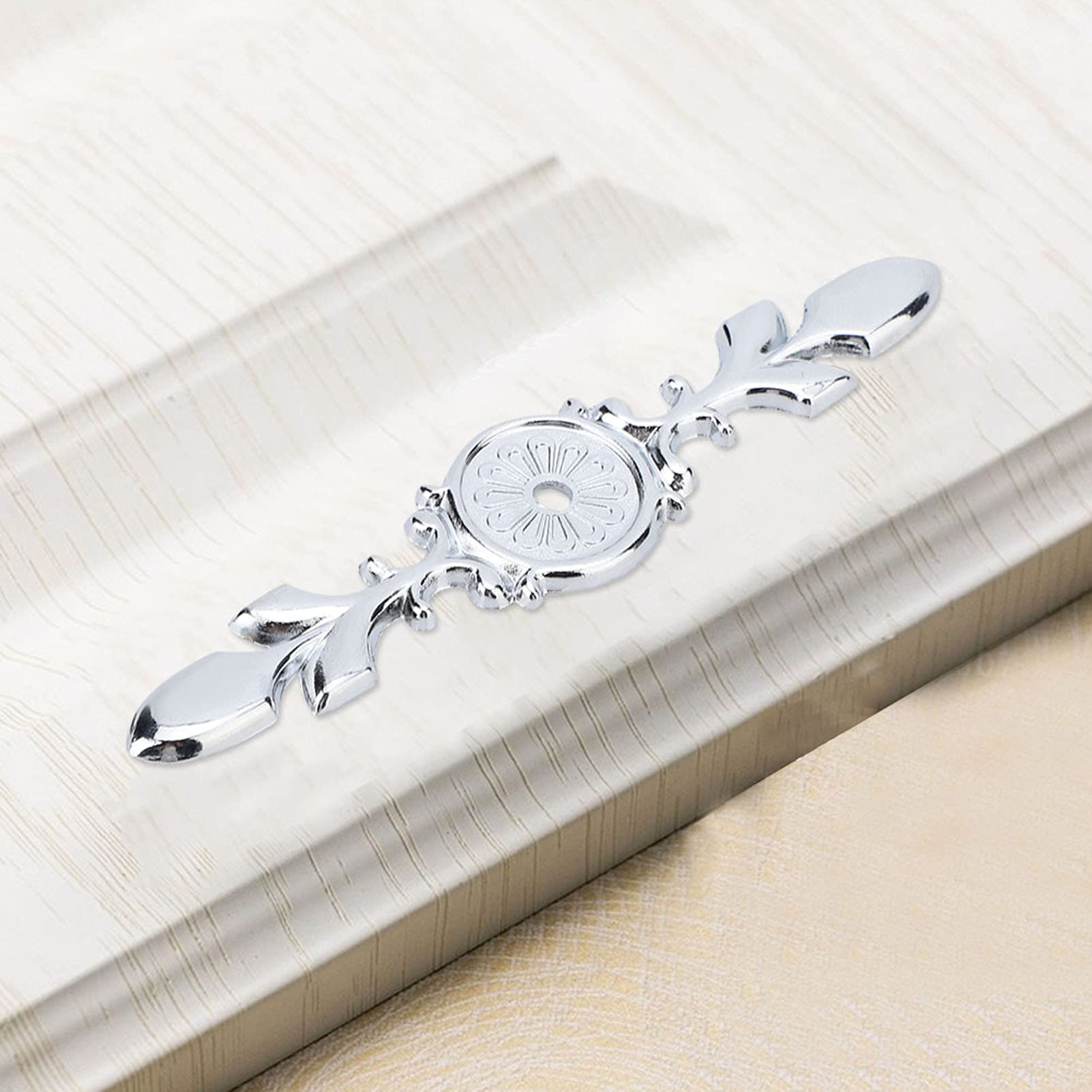 10Pcs Single Hole Cabinet Backplate Cabinet Petal Handle Back Plate Zinc Alloy Retro Style Door Handle Backplates Furniture Handles for Chests(Antique Silver)