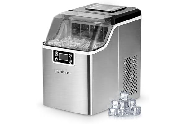 EUHOMY Ice Cube Maker Machine Countertop, 2 Ways to Add Water, 45Lbs/Day 24 Pcs Ready in 13 Mins, Self-Cleaning Portable Comp