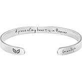 JoycuFF Memorial Gifts for Loss of Mom Dad in Memory of Jewelry Sympathy Bracelet Bereavement Cuff Secret Message Engraved Grief Gifts for Women