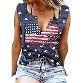 Womens American Flag Tank Tops Patriotic Shirts for Women 4th of July Tanks Top Loose Fit Summer Ring Hole V-Neck Tees Top