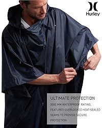 Hurley Adult Unisex Rain Poncho – Packable Hooded