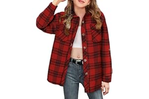 YOKLASS Girls Plaid Button Down Shirts Western Shirts Kids Long Sleeve Casual Collared Blouses 3-14Y