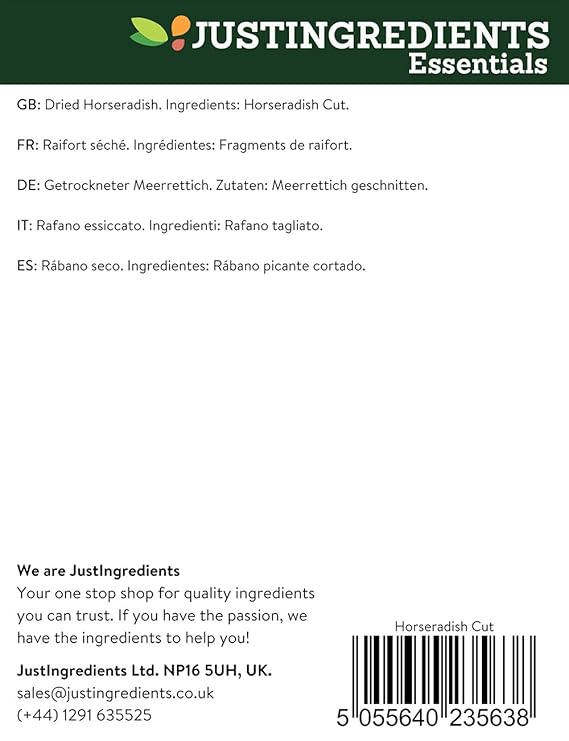 JustIngredients Essential Horseradish Rábano Picante Cortado - 250 ...