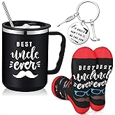 EBOOT 3 Pieces Uncle Gifts Set for Christmas Men Tumbler Set Uncle 20oz Travel Tumbler with Straws Funny Novelty Socks with Matching Keychain for Anniversary Birthday Presents