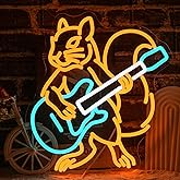 Squirrel Guitar Neon Sign for Wall Decor Beer Bar Guitar Neon Light, USB Powered Orange Squirrel Music Led Light Sign for Bar Live Music,Man Cave,Home, Party,Office, Bedroom