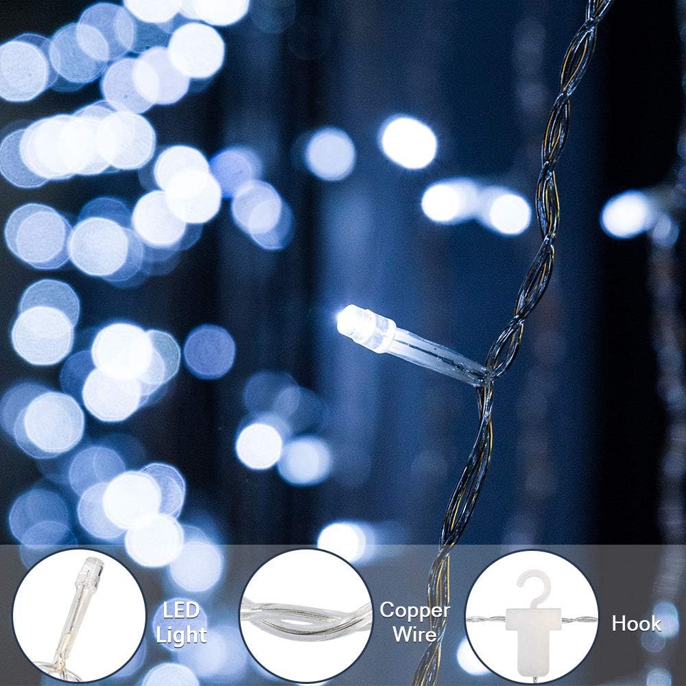 BLOOMWIN Christmas Window Lights 2m x 1m 104 LEDs Snowflakes Curtain Fairy Light Xmas Decoration for Indoor Party Bedroom - Image 3