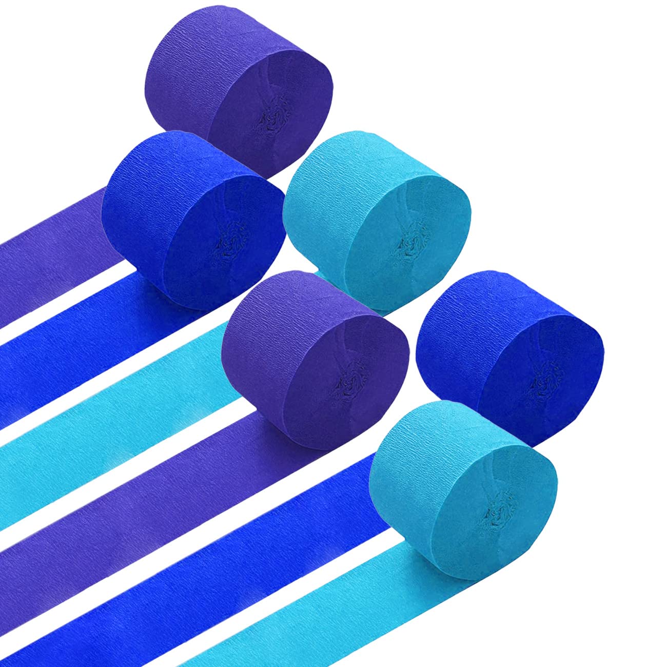 Ainmto 6 Rolls Blue Crepe Paper Streamers(Each Roll 25M x 4.5CM),Perfect Decorations for Party